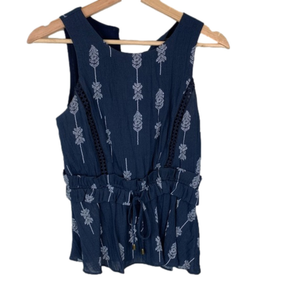 𝅺Moon River Navy  Sleeveless Tank
